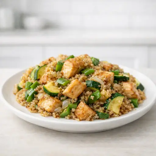 Salteado de pollo y quinoa